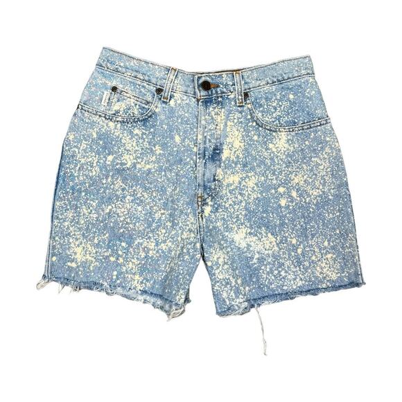 Vintage Reworked Desert Blue Jeans Denim Cutoffs 28 Bleached Shorts High Rise - Picture 1 of 5